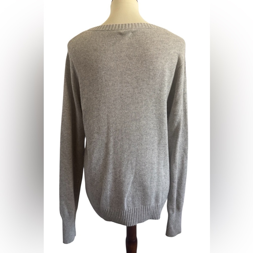 J. Crew Fair Isle Nordic Geometric Merino Wool Blend Gray Sweater Size Large - Picture 3 of 12